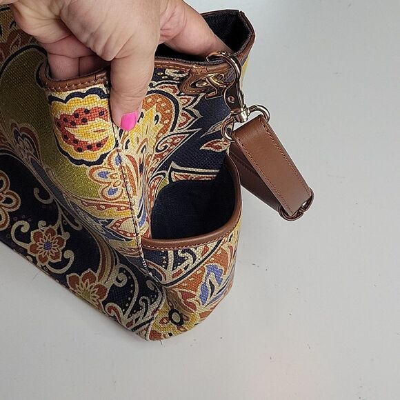 SPARTINA 449 LINEN + LEATHER RESORT FLORAL PREPPY PURSE BAG DAUFUSKIE ISLAND SC - Picture 13 of 16